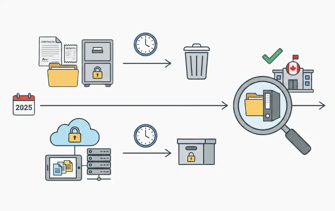 What records must Ontario businesses keep for CRA compliance in 2025, and how long should they retain digital and paper files?