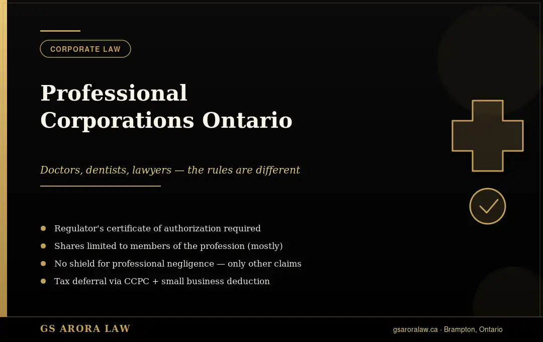 Professional Corporation in Ontario for Doctors, Dentists & Lawyers